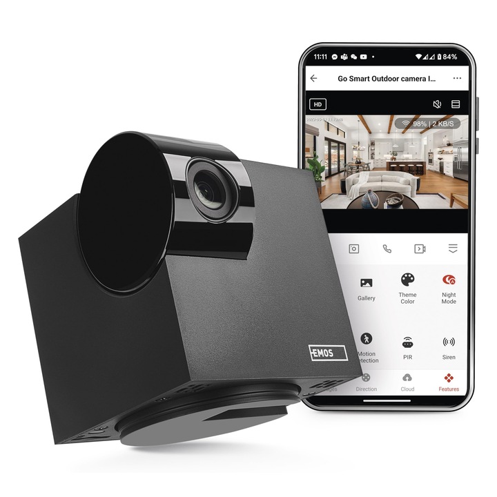 Beltéri térfigyelő kamera, 3Mp, Wi-Fi, forgatható, éjjellátó, fekete