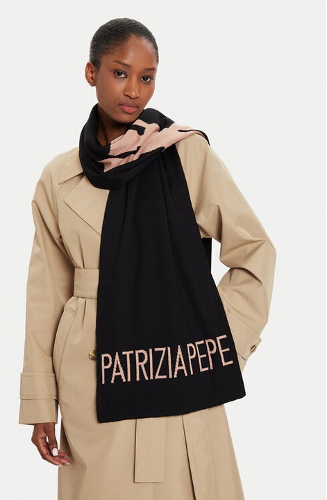 Sal Patrizia Pepe, bej/negru/gri, 180x33cm, 50% lana, 50% acril