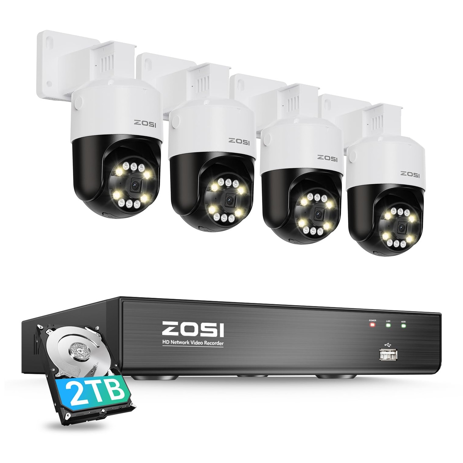 Set cameră de supraveghere video exterior Zosi, 5MP, 4 camere IP