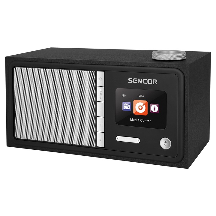 Radio Sencor SIR 5000WDB, FM DAB+ Internet, Bluetooth, Culoare Czarno-srebrny, Dimensiuni 220x110x110mm