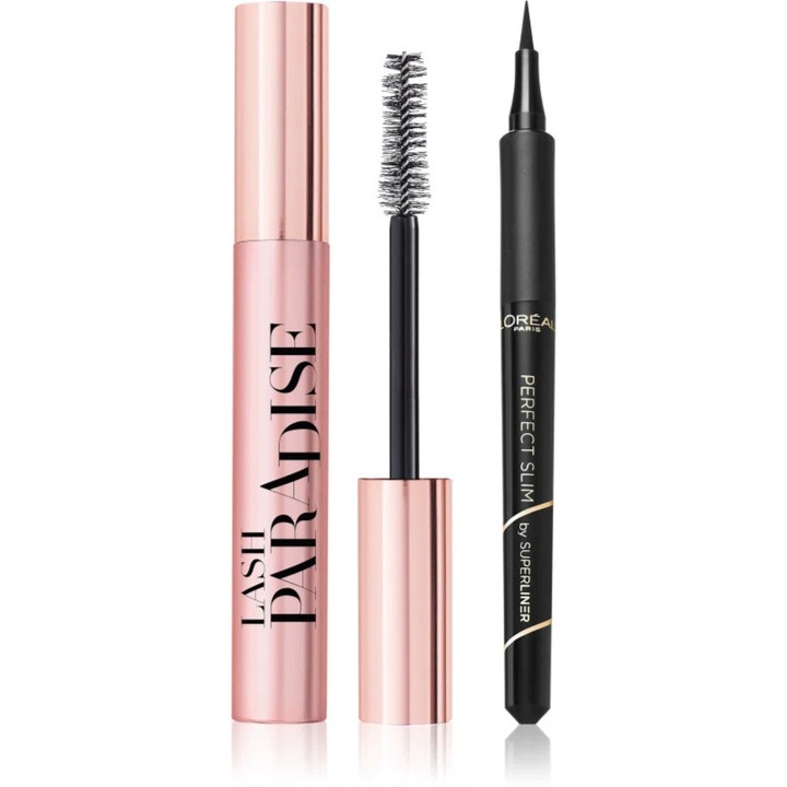 Комплект грим за очи L'Oreal Paris, Lash Paradise, спирала 6,4 мл, очна линия 1 г