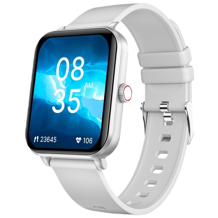 Smartwatch Niceboy Watch 4, Srebrny, 1.83 inch, Damska, cu pulsometru si pulsoksymetru