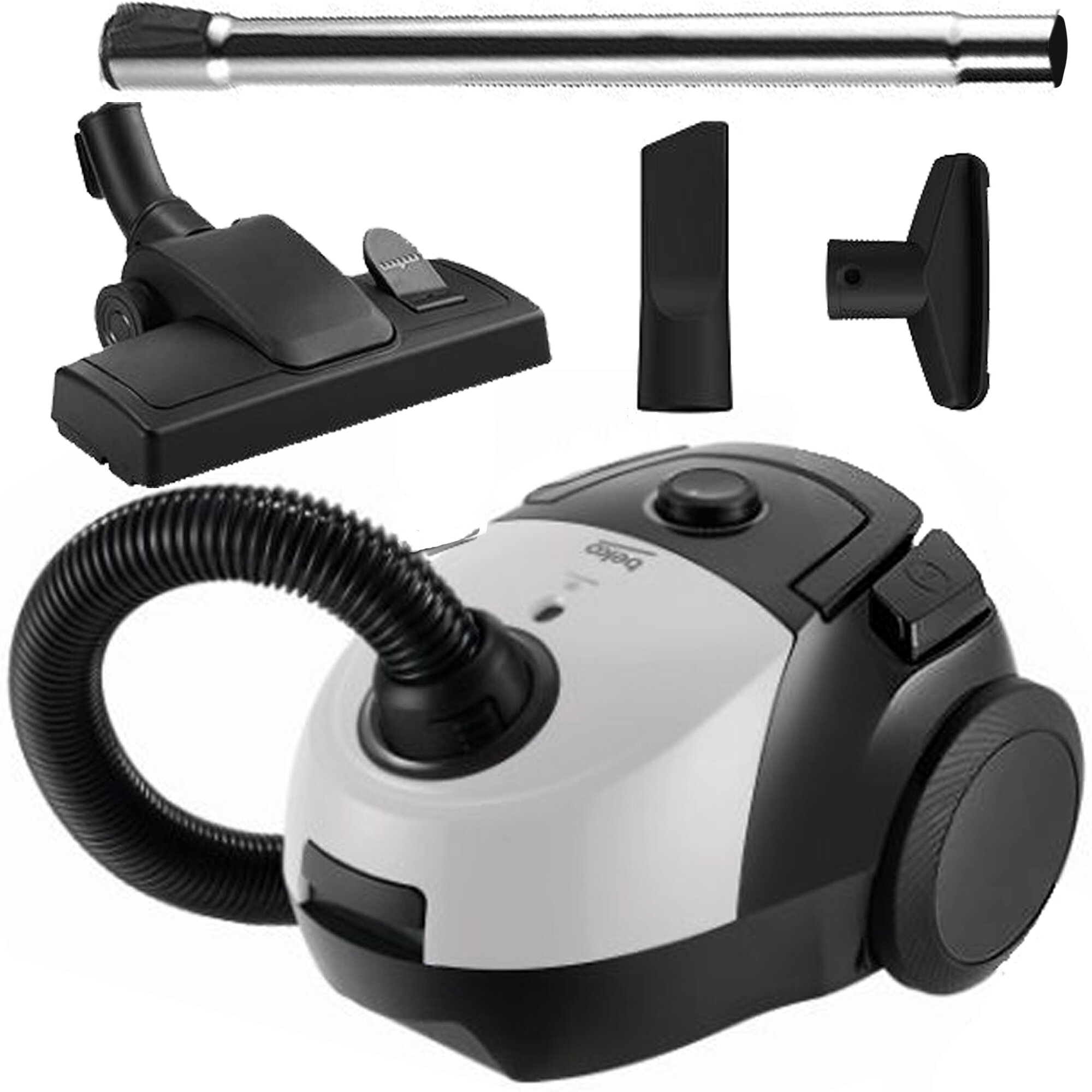 Aspirator Beko VCC34801AW reglaj putere, sac 2.1l, negru-alb, 22.3x28.2x34.2cm