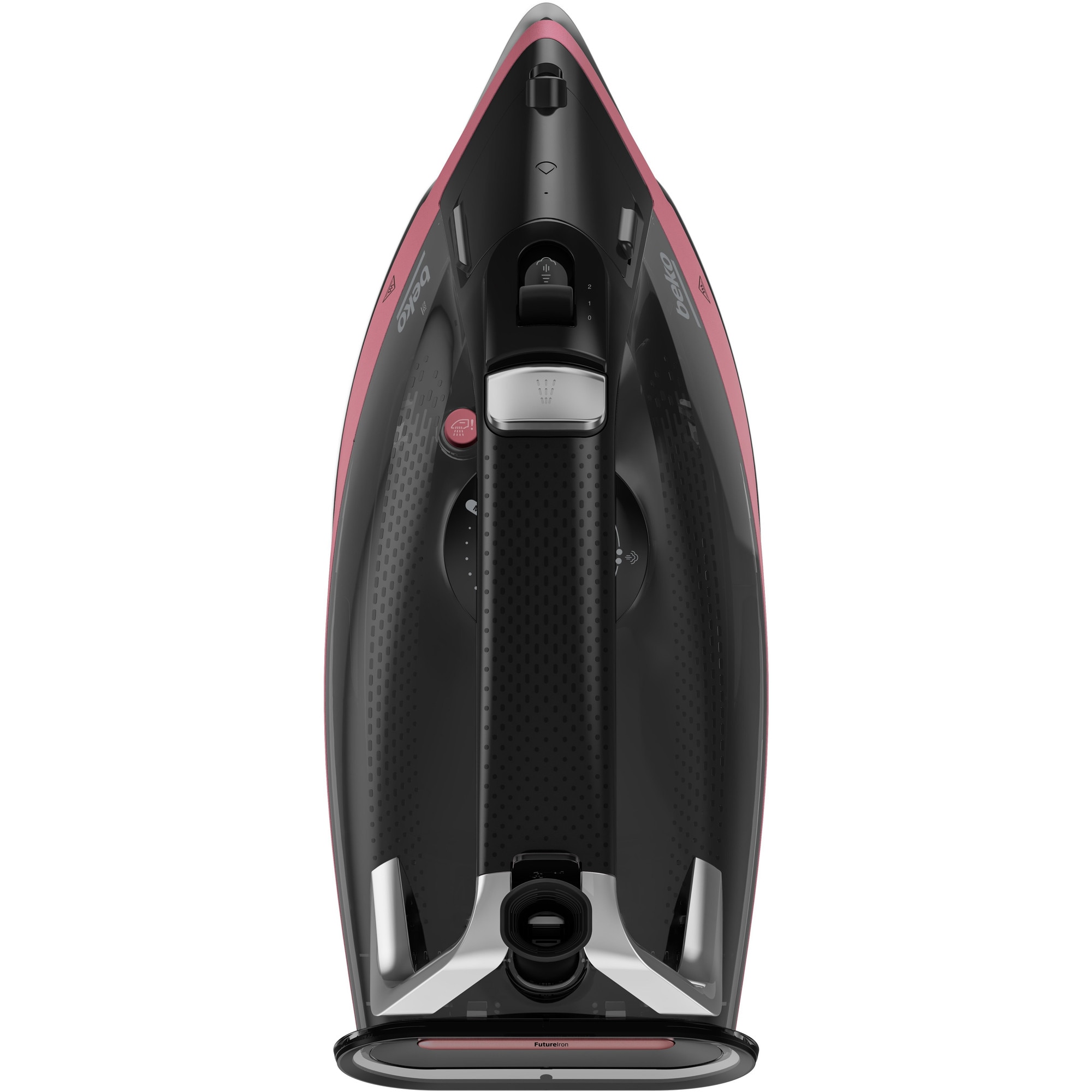 Fier de calcat Beko Future Iron SIM5124M, 2400W, ceramica, abur, negru si roz, 350ml