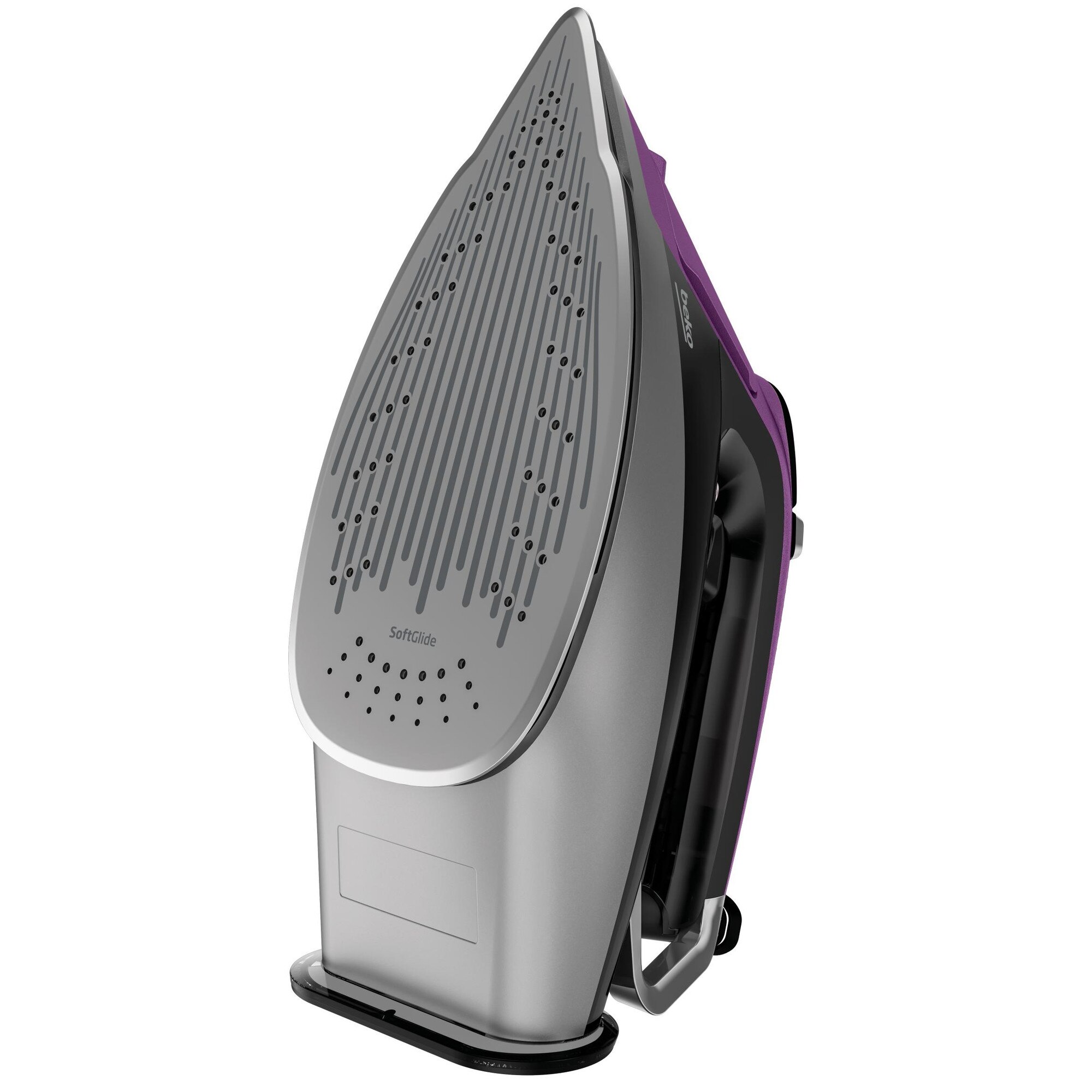 Fier de călcat Beko FutureIron Premium SIM8130V, 3000W, abur 55g/min, ceramica SoftGlide, violet-negru, 37x19x22cm