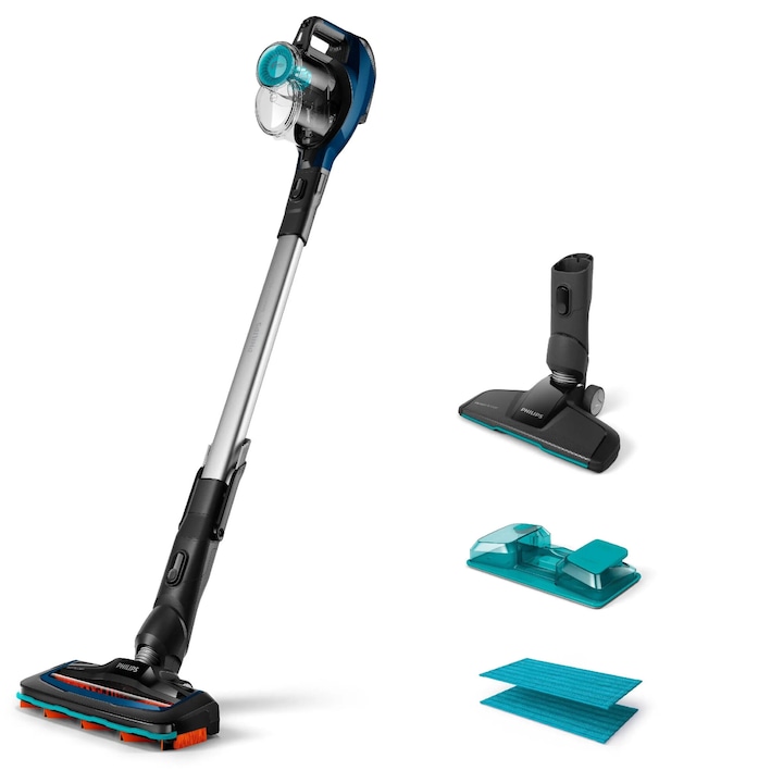 Прахосмукачка Philips Aqua 5000 FC6719/01, 50 мин, функция за пране, черно-синя, с електрошок и зарядна станция