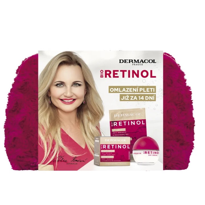 Set cosmetic pentru ingrijirea pielii Dermacol Bio Retinol, crema de zi 50 ml, masca 16 ml, crema de noapte 50 ml