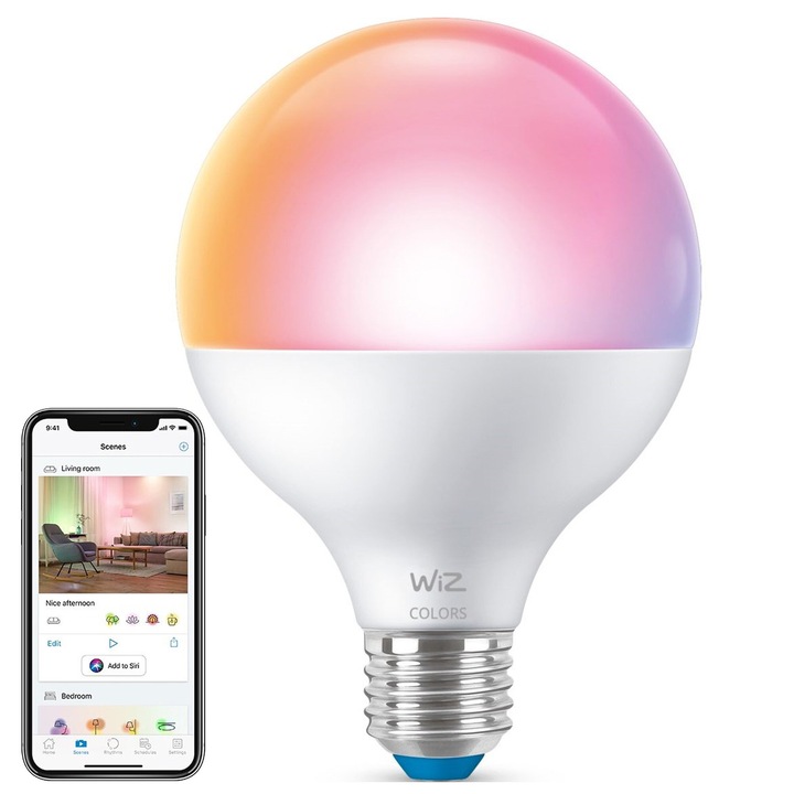 Smart LED крушка WiZ E27 11W RGB, Wi-Fi, Bluetooth, 1 бр.