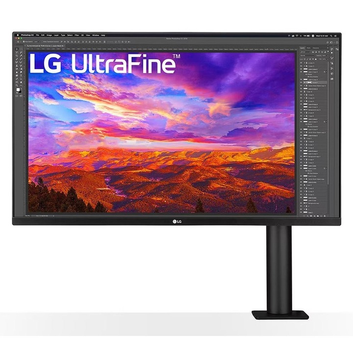 LG 32" 4K IPS monitor, 60Hz, 5ms, fekete, 714x641x407mm