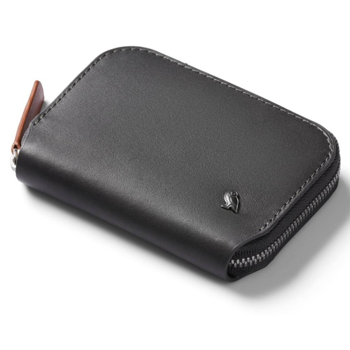 Portofel mic unisex, Bellroy, Folio Mini RFID, 12 carduri, piele naturala, 8.5x11.5x2cm, gri cobalt