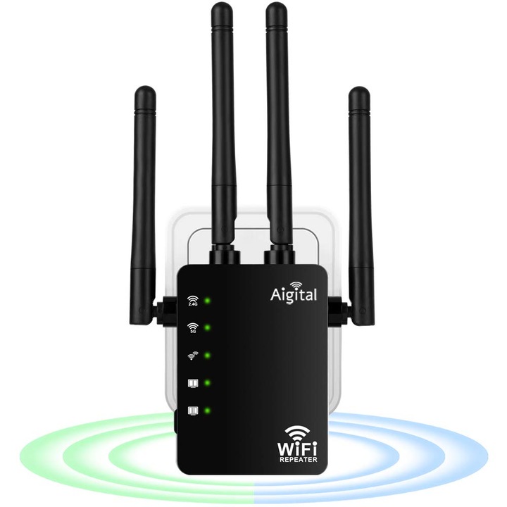 Геймърски рутер Aigolink, 1200 Mbps Wifi интернет усилвател, двубандов, LAN порт