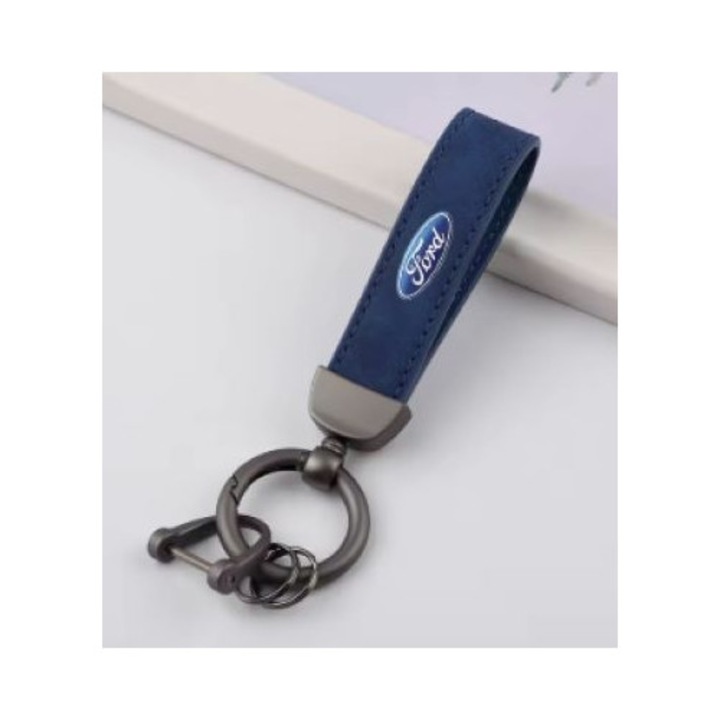 Ford kulcstartó, alumínium/bőr, kék