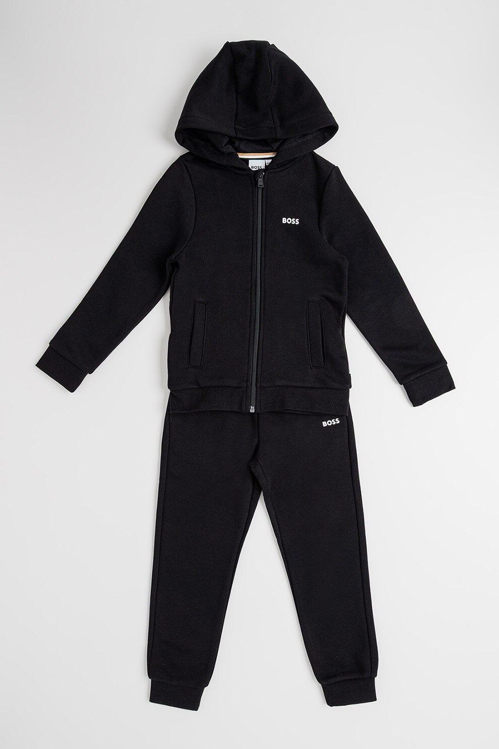 BOSS Kidswear, Trening din amestec de bumbac cu fermoar, Bleumarin