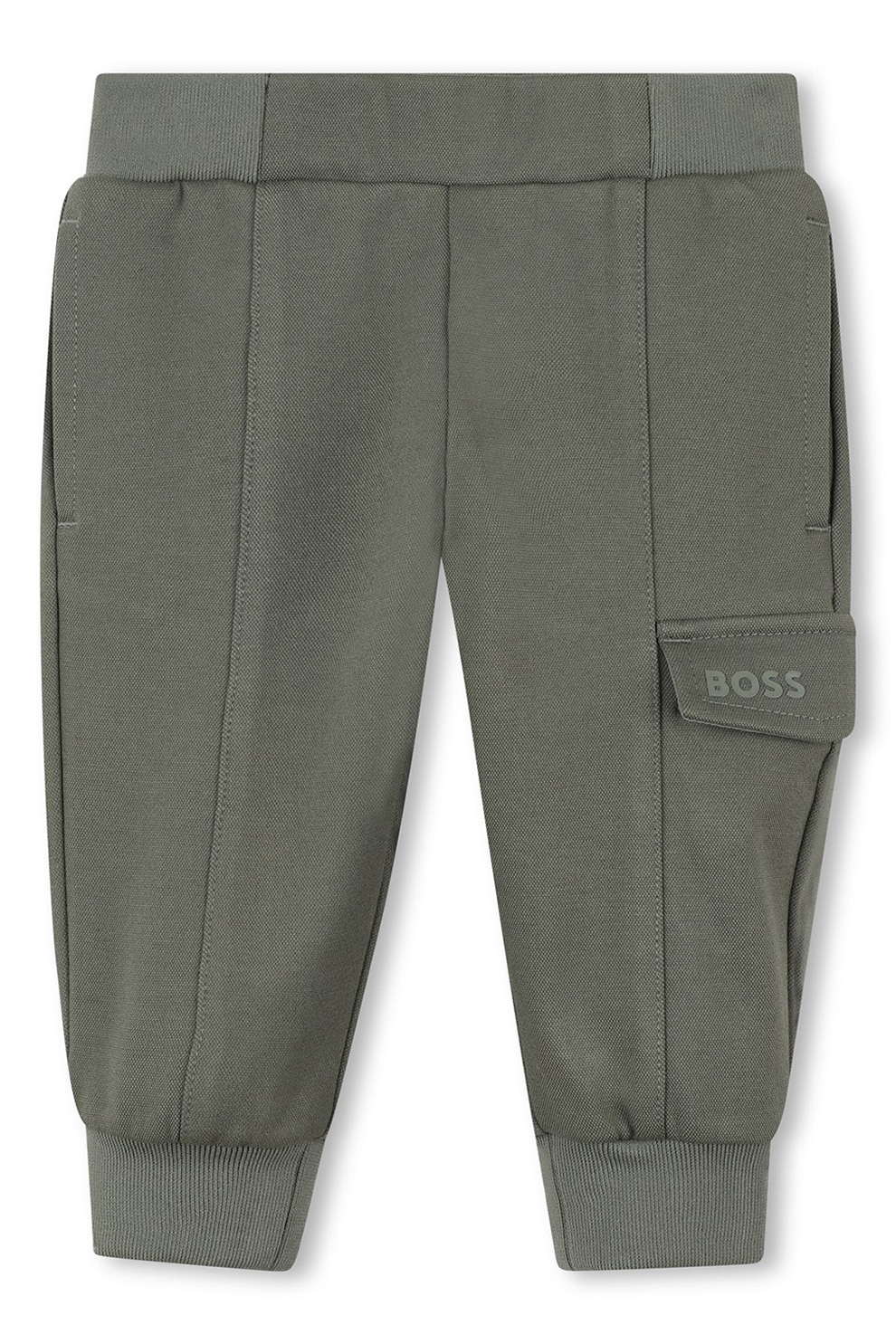 BOSS Kidswear, Pantaloni de trening cu buzunar cu clapa, Kaki, 94 CM