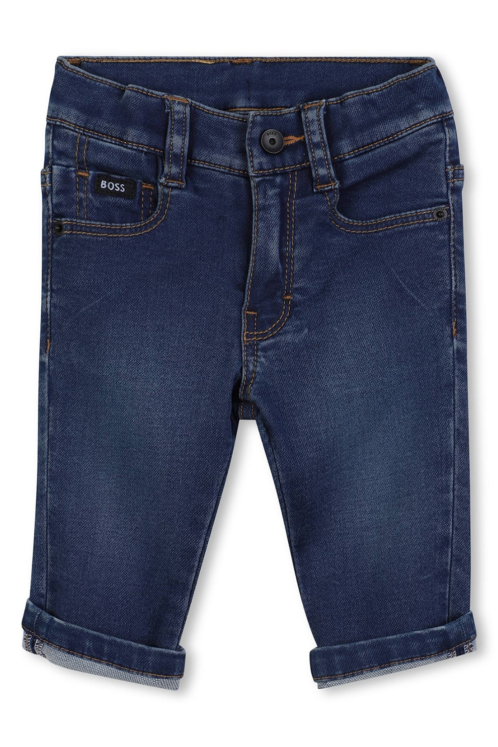 BOSS Kidswear, Blugi cu cusaturi contrastante, Bleumarin, 94 CM