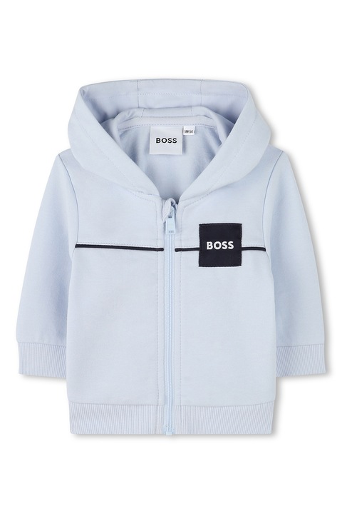 BOSS Kidswear, Set de trening cu model si bluza - 3 Piese, Alb/Albastru glaciar