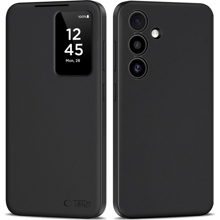 Husa TECH-PROTECT Smart Wallet compatibila cu Samsung Galaxy S24 Matte Black