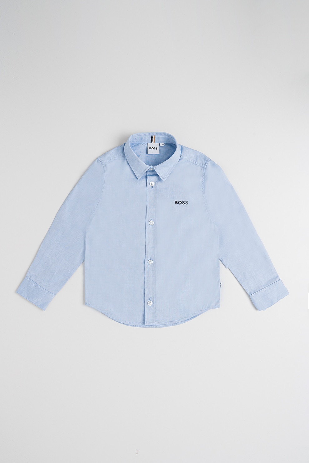 BOSS Kidswear, Camasa cu maneci lungi, Negru, Albastru azur, 138 CM