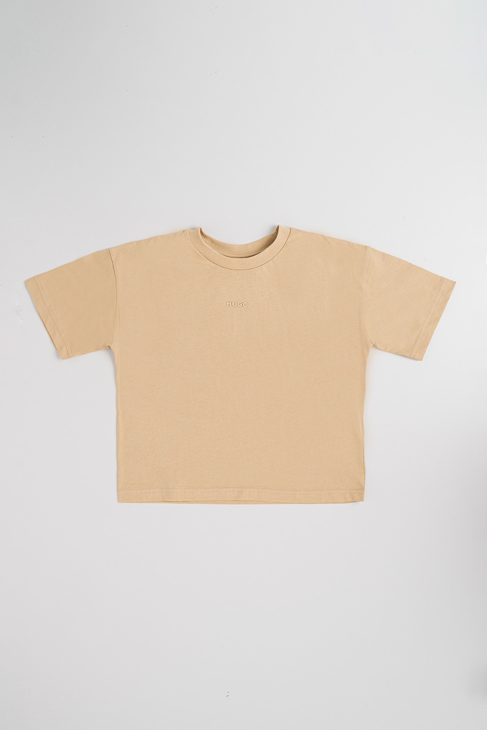 HUGO, Tricou cu logo discret, Camel, 138 CM