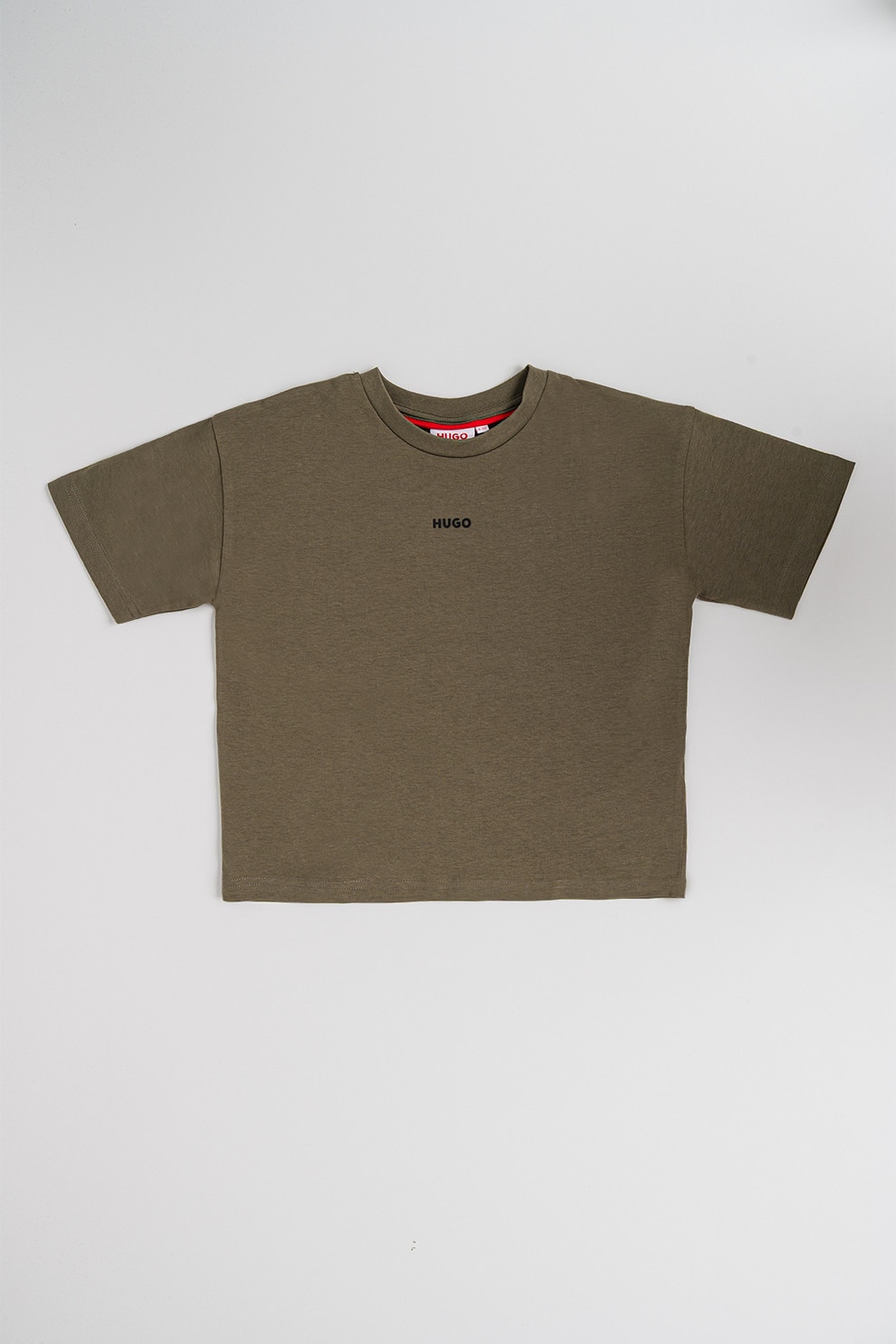 HUGO, Tricou cu logo discret, Verde spranghel, 138 CM