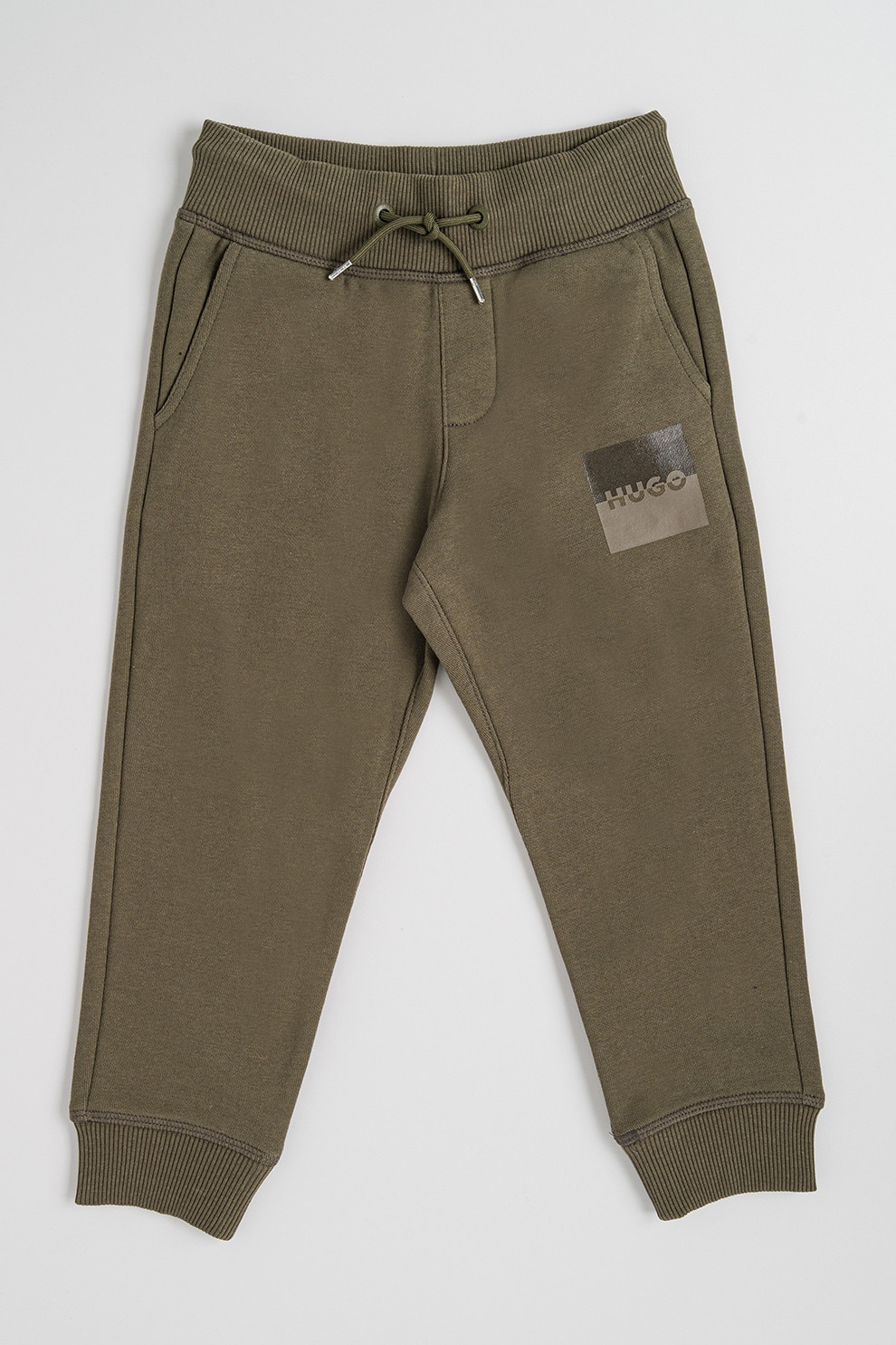 HUGO, Pantaloni de trening cu talie medie si snur, Verde spranghel, 150 CM
