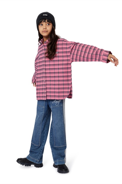 HUGO, Caciula striata cu logo, 52-54 CM, Gri antracit