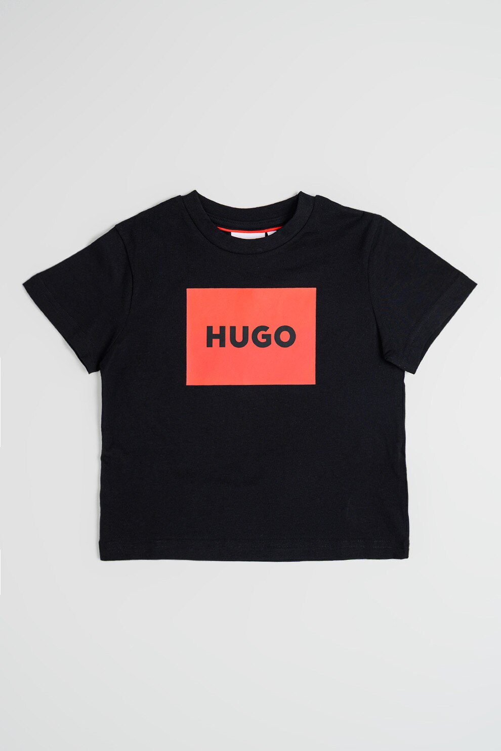 HUGO, Tricou de bumbac cu imprimeu logo, Rosu, Negru, 150 CM