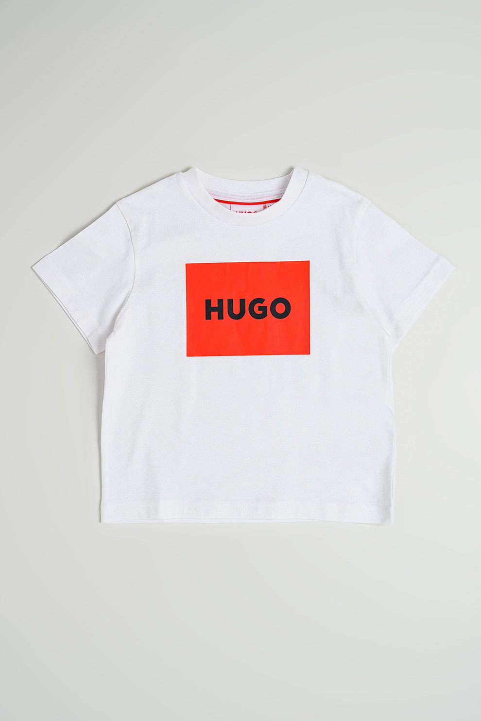 HUGO, Tricou de bumbac cu imprimeu logo, Rosu, Alb, 174 CM