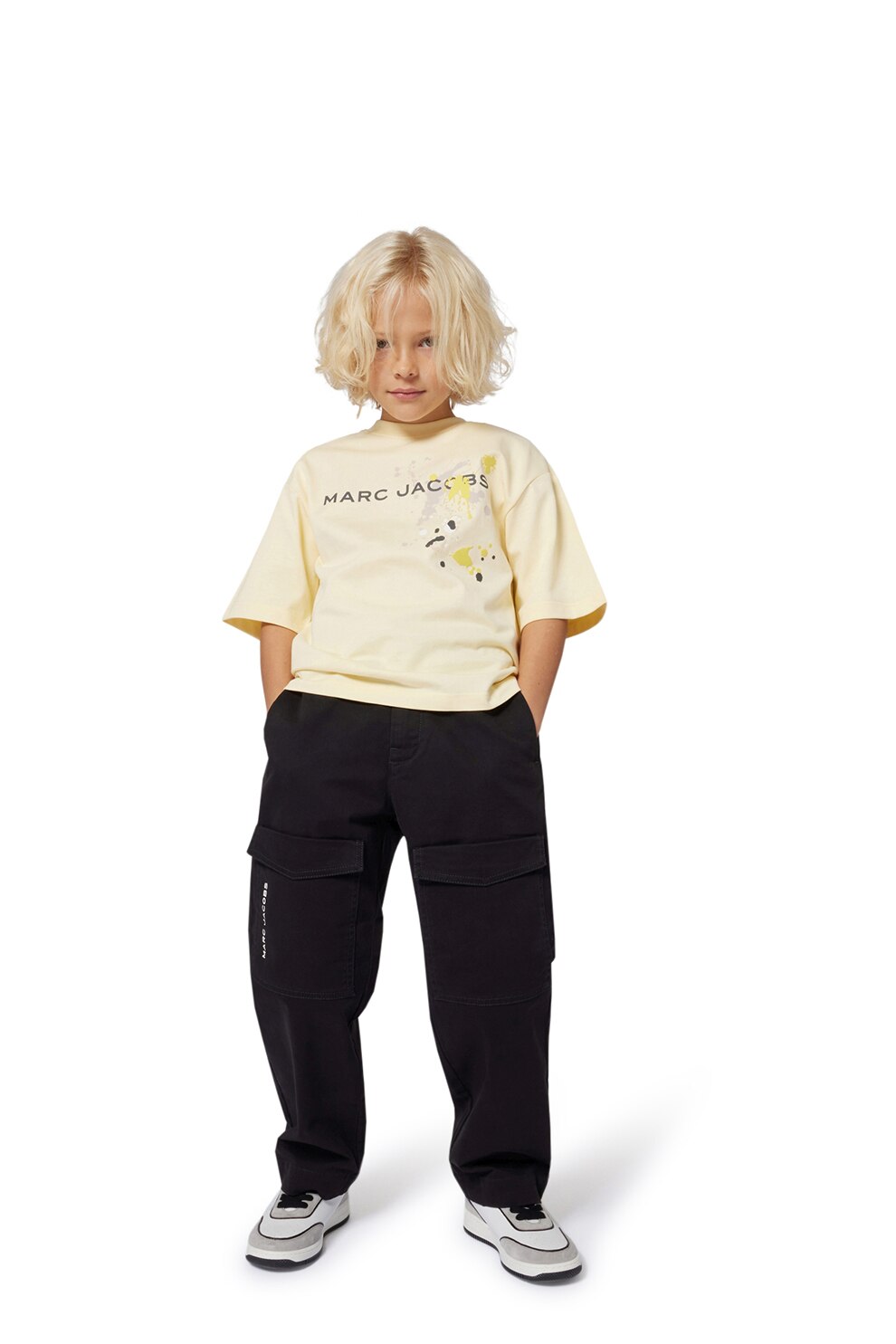 Marc Jacobs, Tricou cu imprimeu logo, Negru, Galben pai, 156 CM
