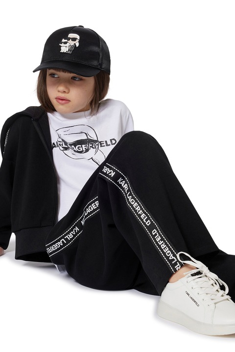 KARL LAGERFELD KIDS, Худи с цип, Черен