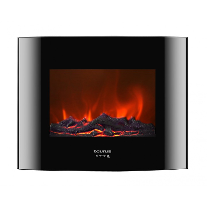 Taurus elektromos kandalló TORONTO. 2000W, 2 teljesítményfokozat, 5 lángintenzitás beállítás, biztonsági termosztát. Távirányító. Falra szerelhető készlet. Fekete