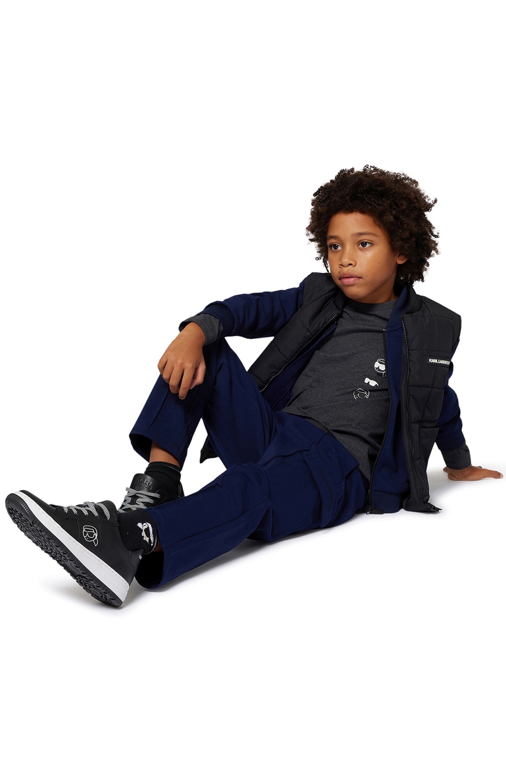KARL LAGERFELD KIDS, Pantaloni cargo cu croiala dreapta, Indigo, 138 CM