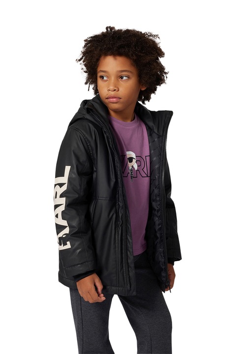 KARL LAGERFELD KIDS, Logós szabadidőnadrág, Antracitszürke