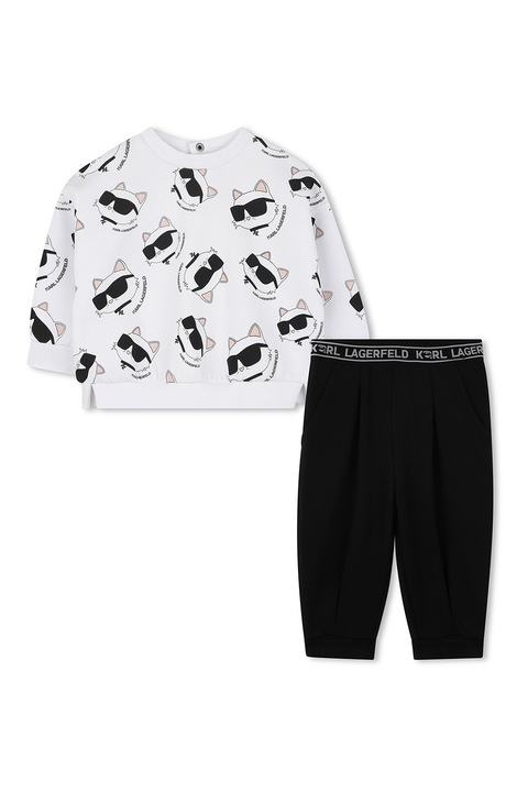 KARL LAGERFELD KIDS, Trening cu model logo, Alb/Negru