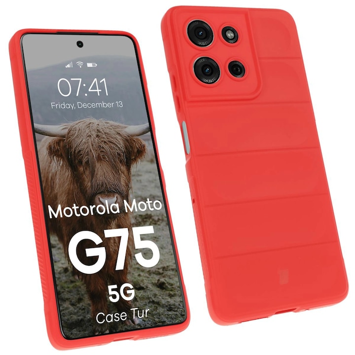 Husa Bizon Case Tur pentru Motorola Moto G75 5G, rosu