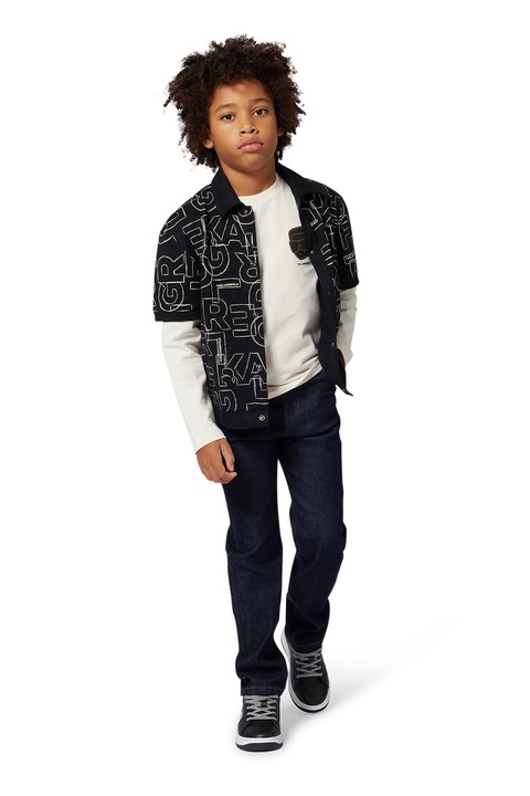 KARL LAGERFELD KIDS, Farmernadrág kontrasztos tűzésekkel, Sötétkék