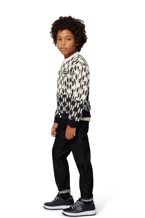 KARL LAGERFELD KIDS, Középmagas derekú farmernadrág, Fekete