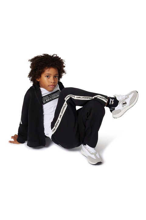 KARL LAGERFELD KIDS, Logómintás póló, Fehér/Fekete