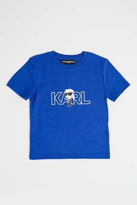 KARL LAGERFELD KIDS, Tricou de bumbac cu imprimeu logo, Albastru