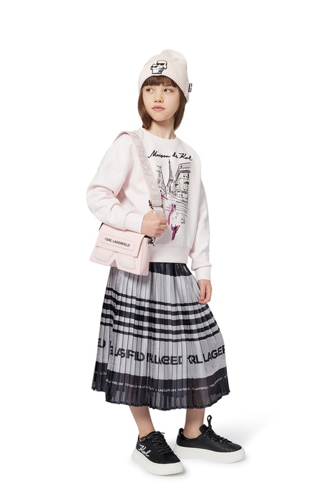 KARL LAGERFELD KIDS, Суитшърт с принт, Бледо розово