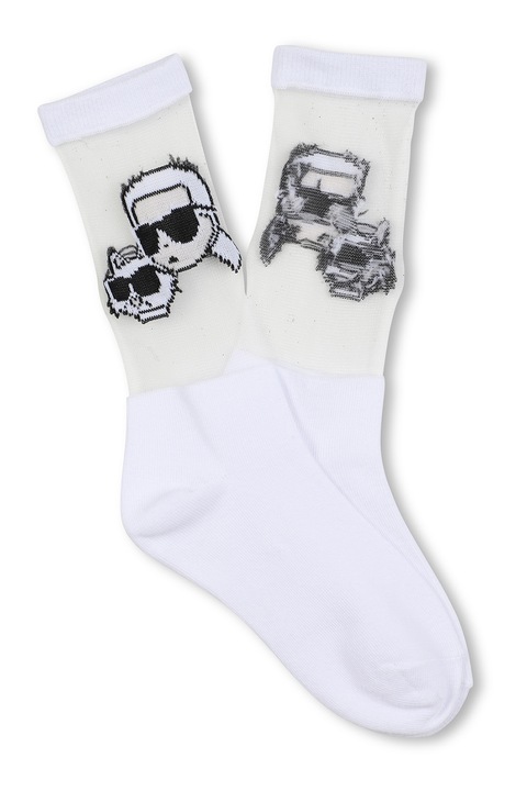 KARL LAGERFELD KIDS, Sosete cu logo, Alb/Bej