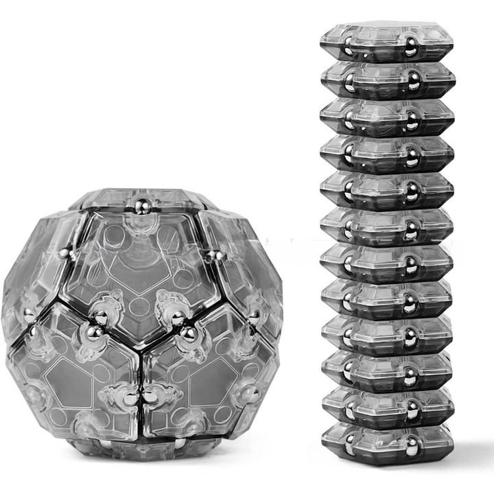 Ronyes oktató játékszett, 12 mágneses puzzle, szürke, 9,5x9,5x3,8cm