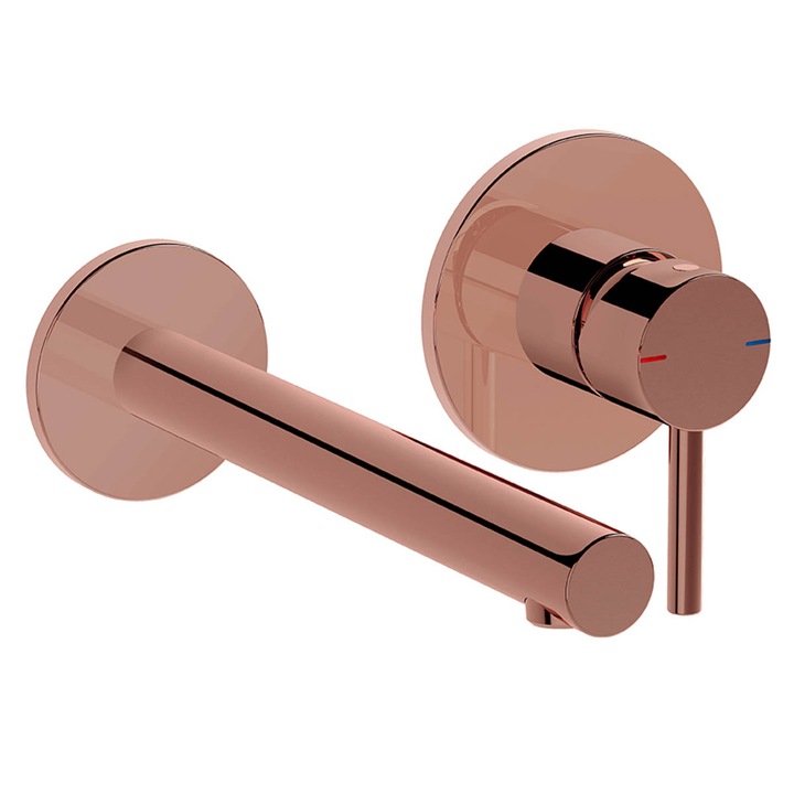 Вграден смесител за мивка за баня, открита част с 2 розетки, с медно покритие, A4258126