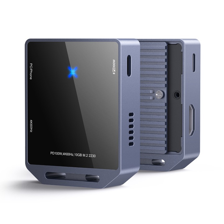 Докинг станция, OTTOOPPXIN®, За iPhone, USB3.2, 4K 60Hz, 100W, 10Gbps, Сив