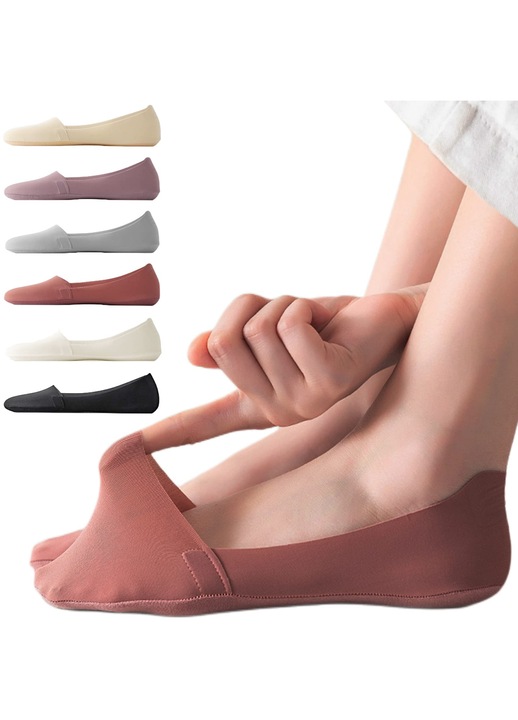 Комплект 6 чифта дамски чорапи, TREXORA, противоплъзгащи, многоцветни, универсален размер, памук