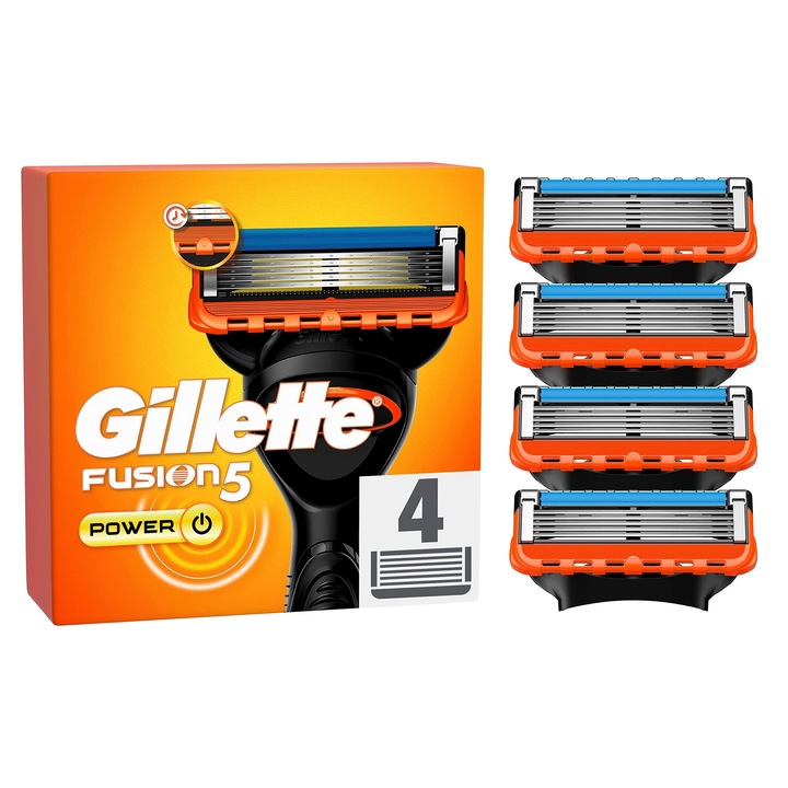 Gillette Fusion 5 Power borotvapenge készlet, 4 darabos, 5 pengés, nedves borotvákhoz, férfiaknak
