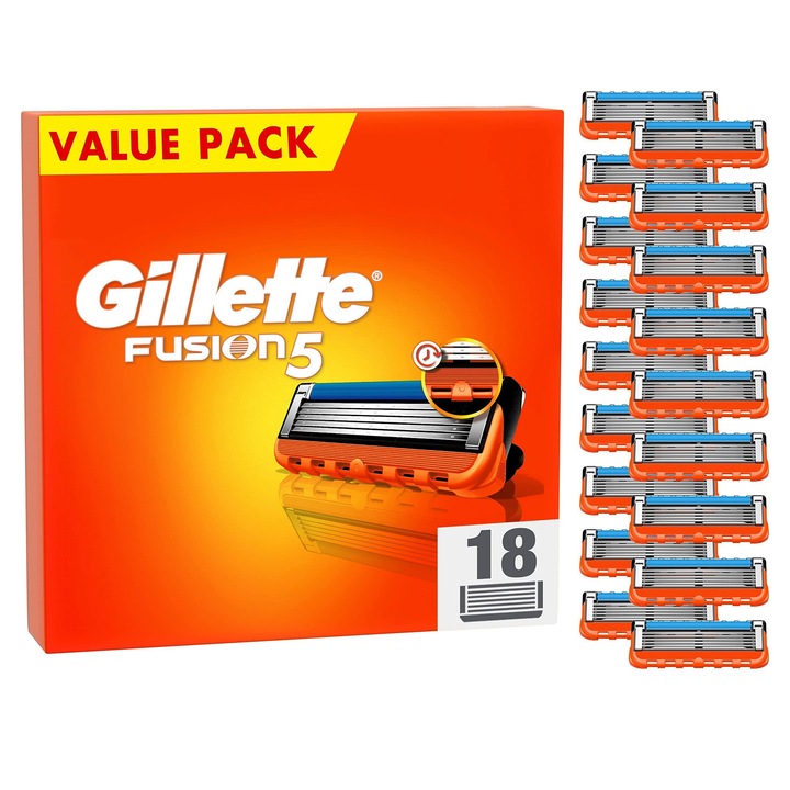 Gillette Fusion 5 borotvapenge, 18 darabos készlet, nedves borotvákhoz, 5 pengés