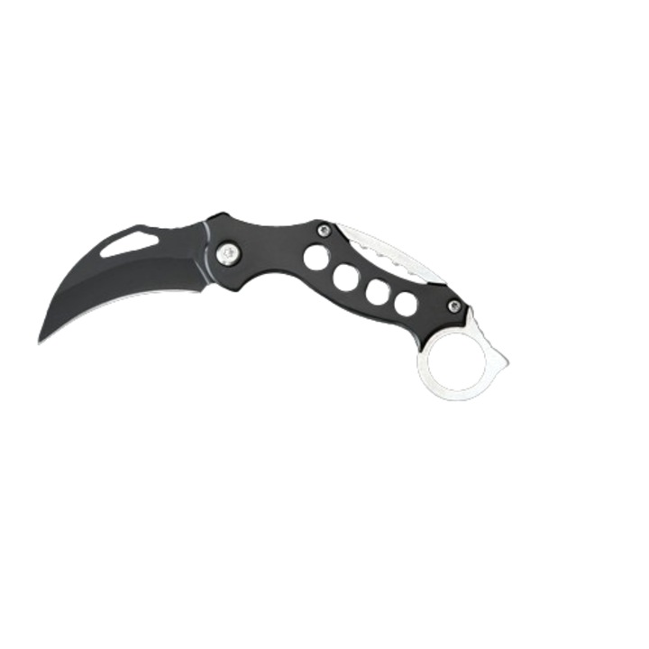 Cutit tactic, inox, 4.6cm lama, negru/argintiu
