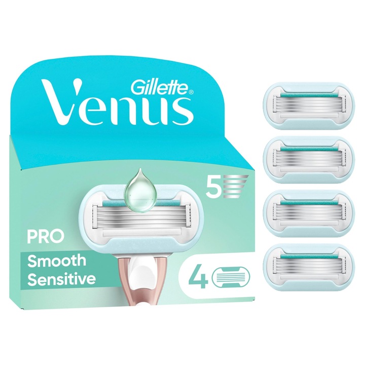 Gillette Venus Pro Smooth Sensitive borotvapengék, 3 pengés, érzékeny bőrre, 4 darabos szett