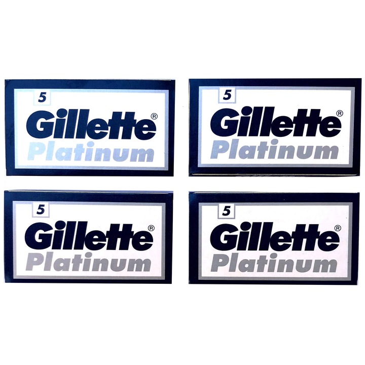 Lame Duble Gillette Platinum, set 20 de lame, pentru bărbați, de unică folosință
